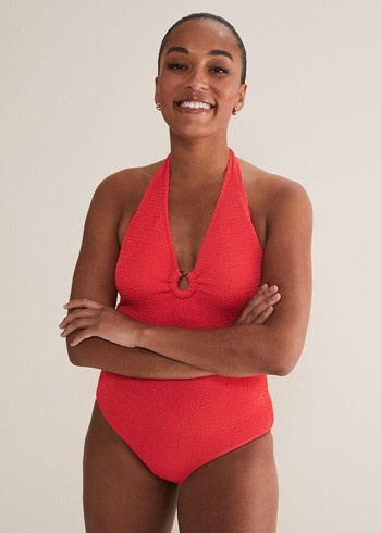 Phase Eight Red Halterneck Swimwear Coral USA | 1694035-ZH